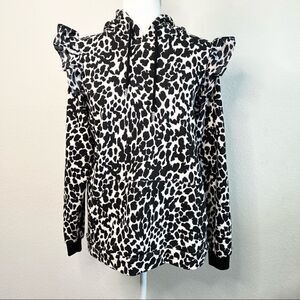 Sandy Liang x Target Leopard Print Ruffle Hooded Sweatshirt Small